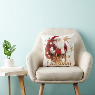 Cojín Decorativo Elegante Feliz Navidad Santa Claus