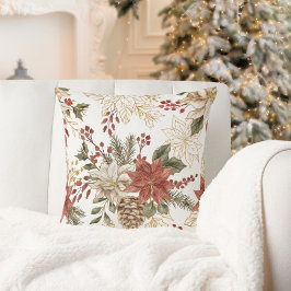 Cojín Decorativo Elegante Fiesta Festividad Floral Poinsettia
