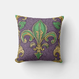 Cojín Decorativo Elegante Fleur de Lis Mardi Gras