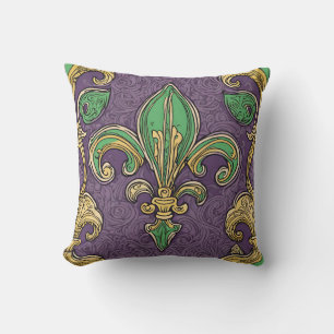 Cojín Decorativo Elegante Fleur de Lis Mardi Gras