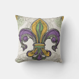 Cojín Decorativo Elegante Fleur de Lis Mardi Gras