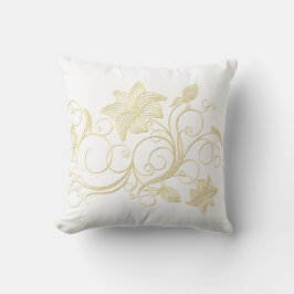 Cojín Decorativo Elegante flor de hiedra dorada y hojas