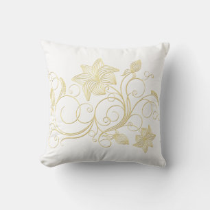 Cojín Decorativo Elegante flor de hiedra dorada y hojas