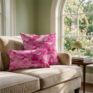 Cojín Decorativo Elegante Flor de Hortensia Rosa Chic, Pétalos Flor