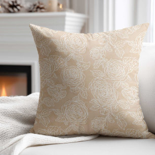 Cojín Decorativo Elegante Flor de Rosa Blanca