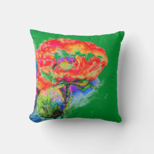 Cojín Decorativo Elegante floral abstracto en acuarela roja