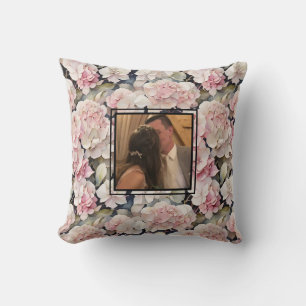 Cojín Decorativo Elegante floral acuarela rosa personaliza foto