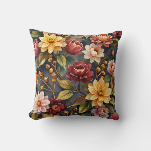 Cojín Decorativo Elegante Floral Acuarela Vintage Malhumorada