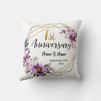 Cojín Decorativo Elegante Floral de Oro 1er Aniversario