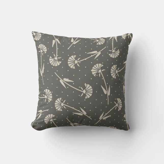 Cojín Decorativo Elegante floral gris y pastel (Anverso)