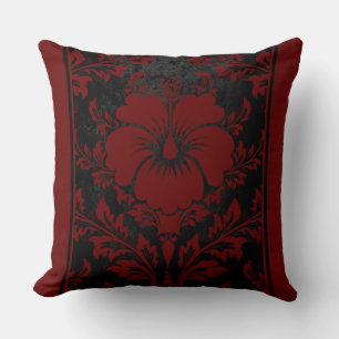 Cojín Decorativo Elegante floral roja y negra