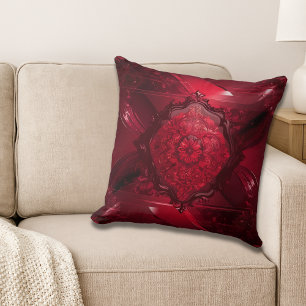 Cojín Decorativo Elegante Floral Rojo
