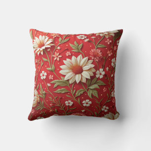 Cojín Decorativo Elegante Floral Vibrante Margarita Roja