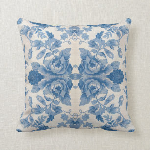 Cojín Decorativo Elegante floral vintage azul