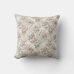 Cojín Decorativo Elegante Floral Vintage Cottagecore Rosa Rubor