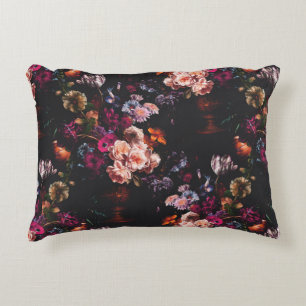 Cojín Decorativo Elegante floral vintage oscuro burgundy 
