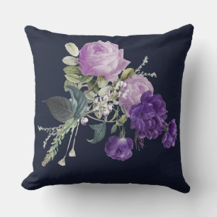 Cojín Decorativo Elegante floral vintage púrpura