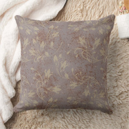 Cojín Decorativo Elegante Flourish Leaves Gray Grunge