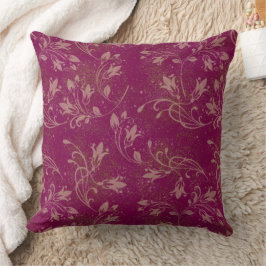 Cojín Decorativo Elegante Flourish Leaves Rosewood Grunge