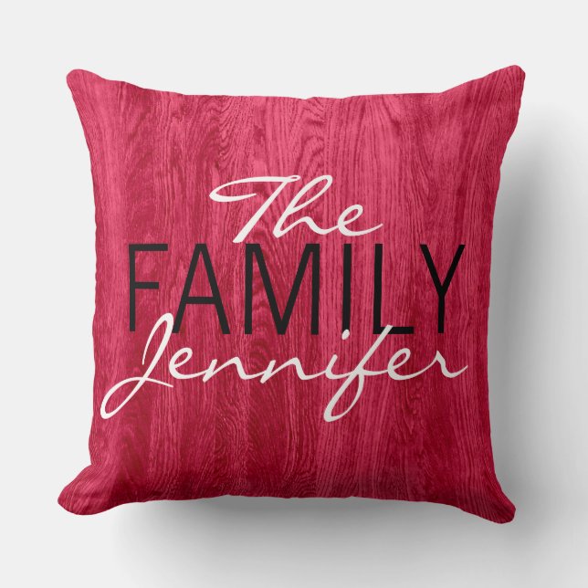 Cojín Decorativo Elegante fondo de lluvia rojo de madera (Anverso)