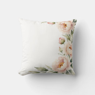 Cojín Decorativo Elegante fondo floral de peonía con rubor de acuar