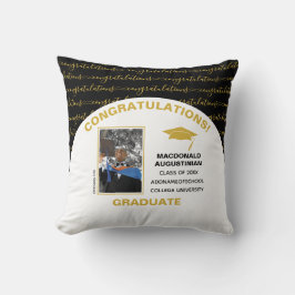 Cojín Decorativo Elegante foto de graduado de oro negro