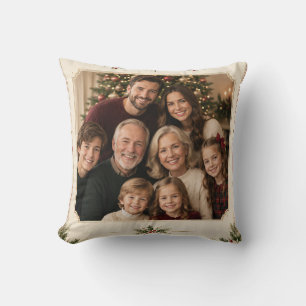 Cojín Decorativo Elegante foto de Navidad vintage, estilo de marco