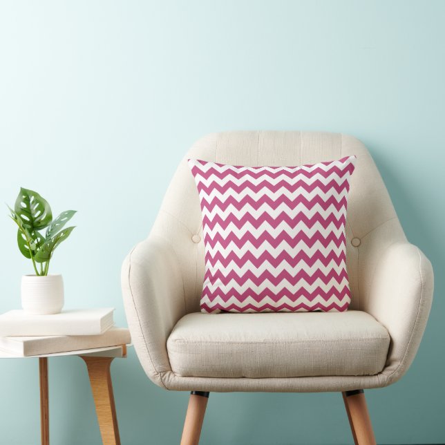 Cojín Decorativo Elegante Fuchsia Patrón rayado de Chevron blanco r (Silla)