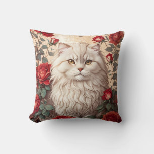 Cojín Decorativo Elegante gato persa con Rosas