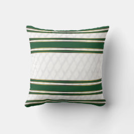 Cojín Decorativo Elegante geométrico de franjas verde blanco y oro