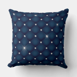 Cojín Decorativo Elegante Glam Glittering Tufted Diamond Naval Azul
