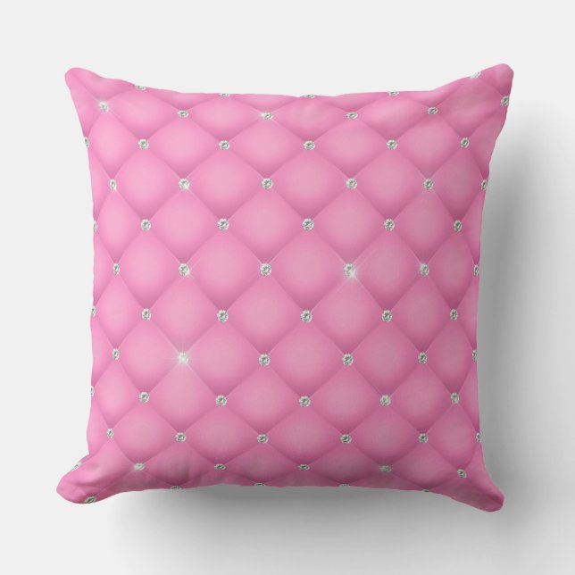 Cojín Decorativo Elegante Glam Glittering Tufted Diamond Rosa (Anverso)