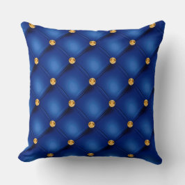 Cojín Decorativo Elegante Glam Tufted Gold Diamond Royal Blue