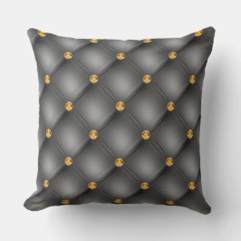 Cojín Decorativo Elegante Glam Tufted Gold Diamond Steel Gray