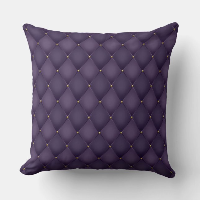 Cojín Decorativo Elegante Glam Tufted Golden Diamond Purple (Anverso)
