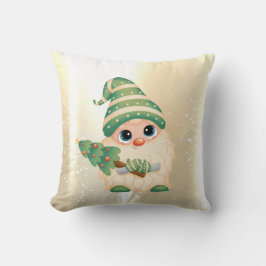 Cojín Decorativo Elegante Gnome Brillante, Faux Gold Cute Con Árbol
