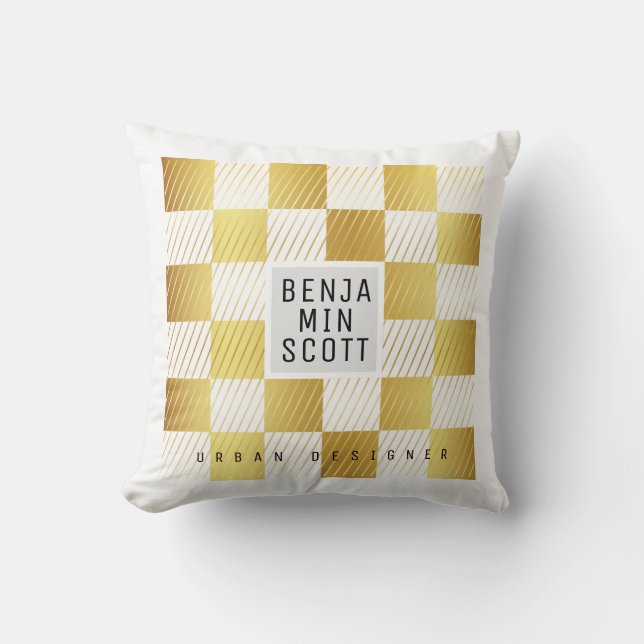 Cojín decorativo elegante Gold Square (Anverso)