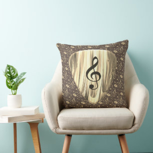 Cojín Decorativo Elegante Golden Treble Clef Music Art