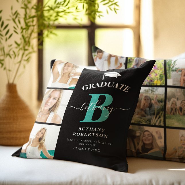 Cojín Decorativo Elegante Graduado Monograma Photo College Graduaci (Subido por el creador)