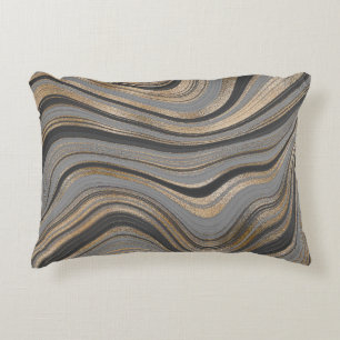 Cojín Decorativo Elegante gris dorado abstracto