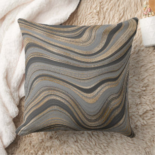 Cojín Decorativo Elegante gris dorado abstracto