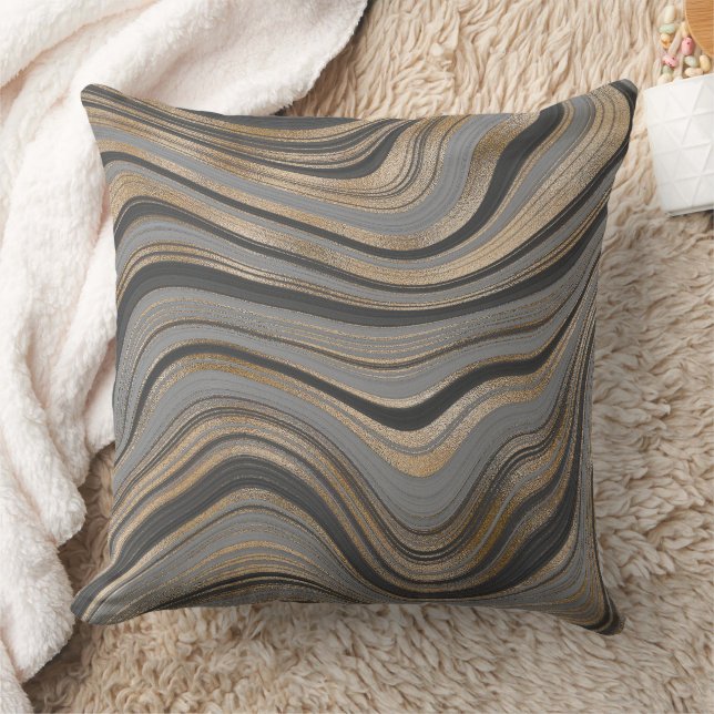 Cojín Decorativo Elegante gris dorado abstracto (Manta)