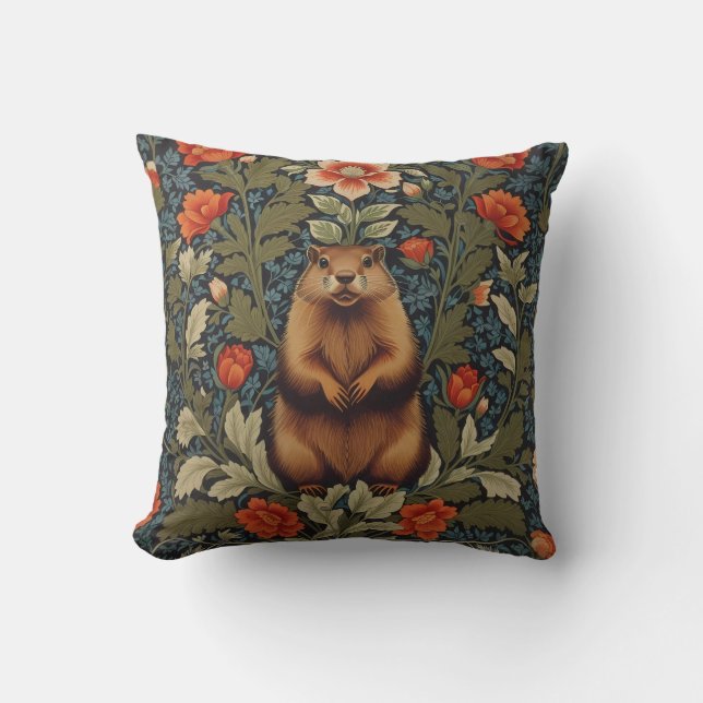 Cojín Decorativo Elegante Groundhog William Morris inspirado (Anverso)