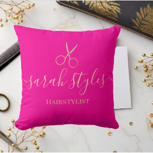 Cojín Decorativo Elegante Hairstylista De Oro Rosa minimalista