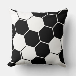 Cojín Decorativo Elegante Hexágono Geométrico Blanco y Negro