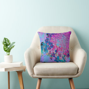 Cojín Decorativo Elegante Hortensia Limelight Azul Oscuro y Magenta