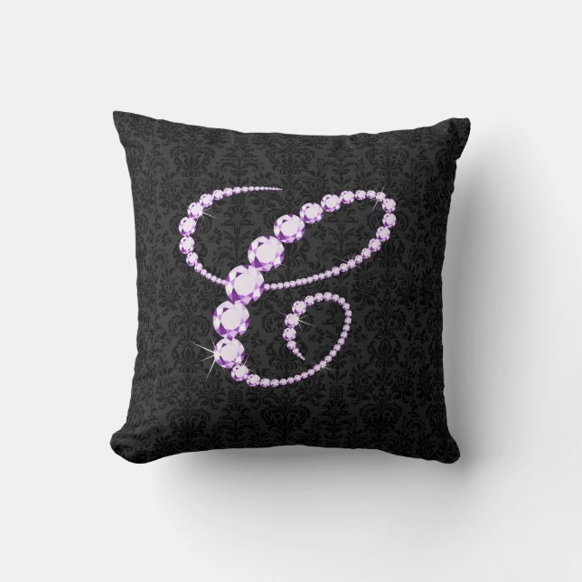 Cojín Decorativo Elegante inicial C Diamantes espumosos - Monograma (Anverso)