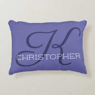 Cojín Decorativo Elegante Inicial K Nombre Azul Periwinkle