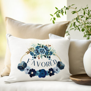 Cojín Decorativo Elegante INSPIRACIÓN Favorita Azul Floral Acuarela