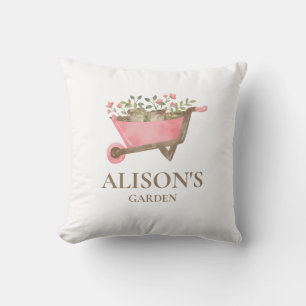 Cojín Decorativo Elegante Jardín Acuático Rosa Gingham